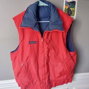 Columbia puffy red/blue reversable vest, size XL